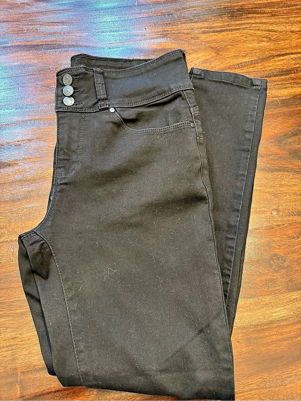 9th & Main Black Stretch Skinny Jeans Size 12 Triple Button 27β Inseam